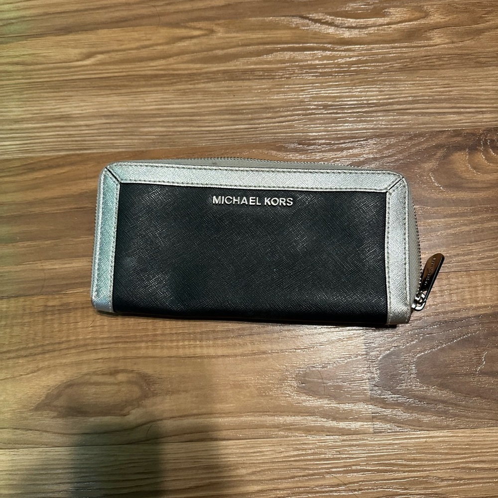 Michael Kors Black & Silver Wallet, Lightly Used